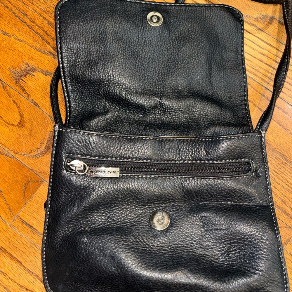 Gianni Bernini Leather Crossbody Black Purse Crossbody Bag Silver Hardware Small - Picture 2 of 10
